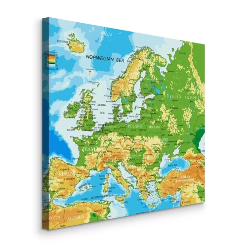 Tableau  Carte physique de l'Europe avec relief