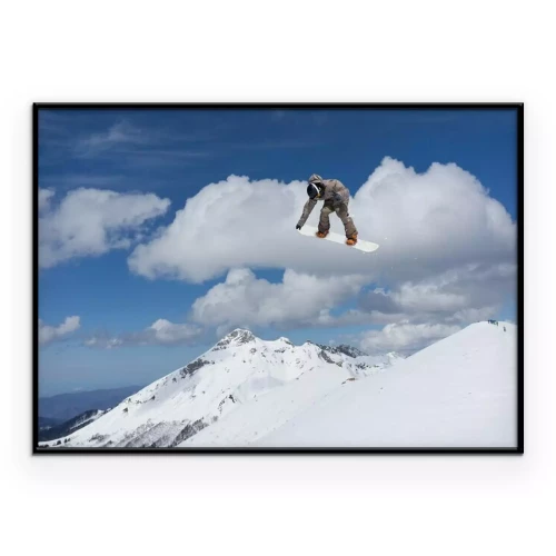 Poster  Acrobaties en snowboard en haute montagne