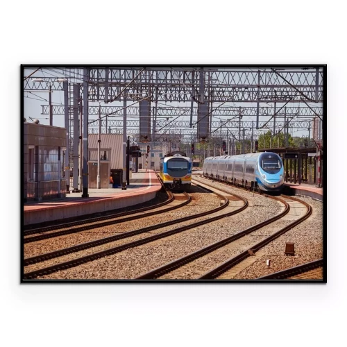 Poster  Train sur la plate-forme de la gare de Gdynia, en Pologne.