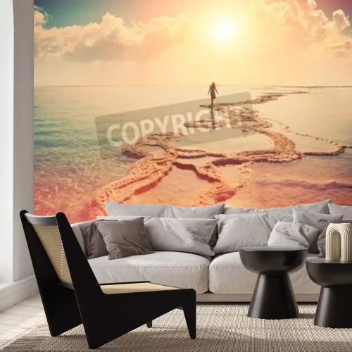 Papier peint  Lever de soleil à la mer Morte