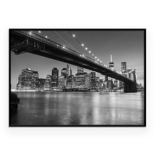 Poster  New York en noir et blanc avec le pont de Brooklyn