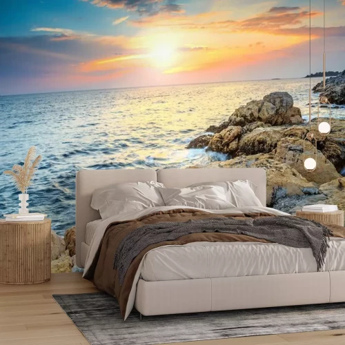 Papier peint  Plage avec pierres et mer en Croatie