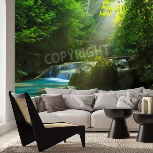 Papier peint  Tropiques près d'une chute d'eau