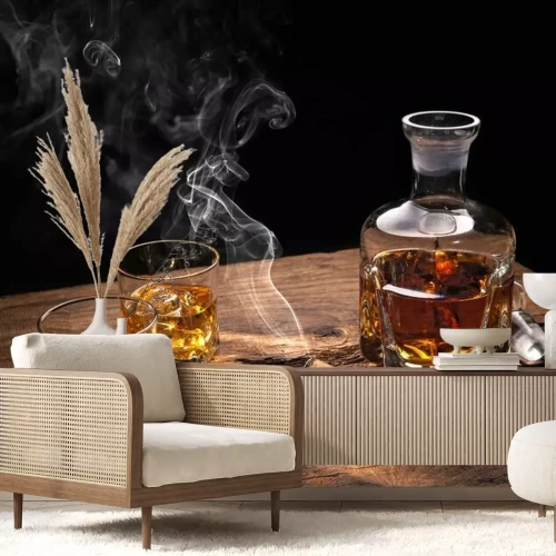 Papier peint  Whisky et cigare allumé