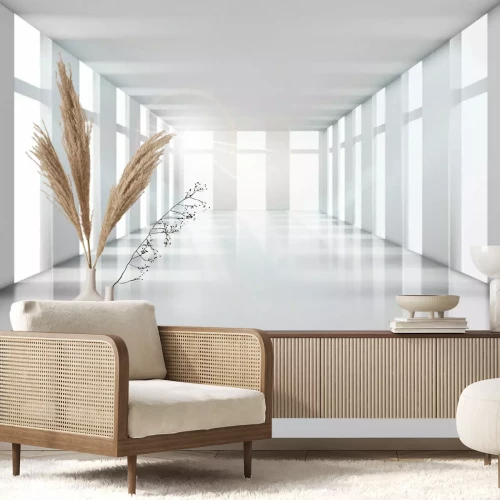 Papier peint  Fenêtres dans un tunnel blanc