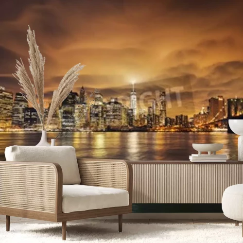 Papier peint  Coucher de soleil derrière les gratte-ciel de NYC