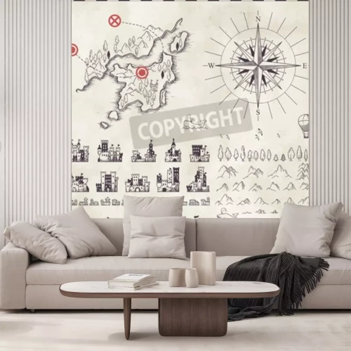 Papier peint  Situé dans la cartographie médiévale