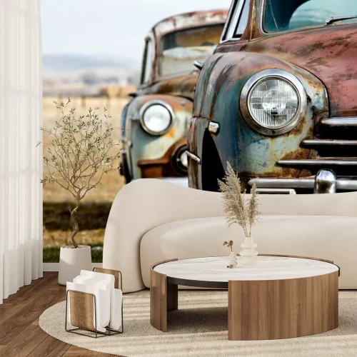 Papier peint  Rétro voitures dans une casse