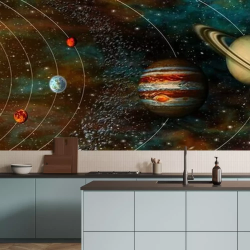 Papier peint  Planètes du système solaire en 3D en orbite