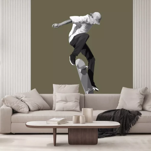 Sticker  Skateur sautant avec sa planche