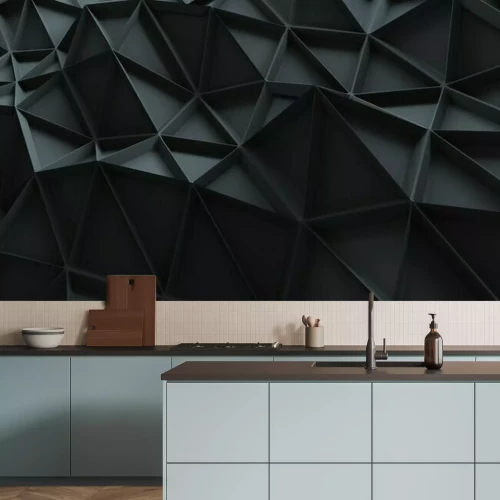 Papier peint  Une grille géométrique 3D noire avec des triangles nets
