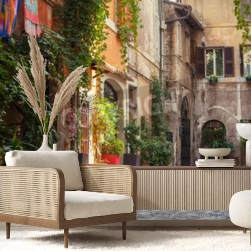 Papier peint  Cour intérieure et vieilles maisons