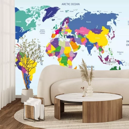 Papier peint  Une carte politique du monde en gros caractères
