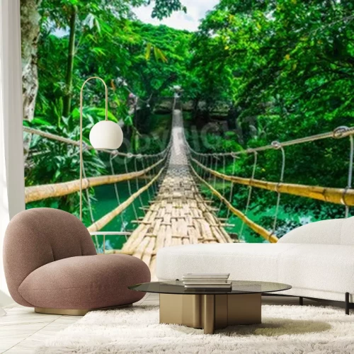 Papier peint  Pont suspendu forêt tropicale