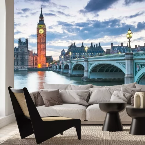 Papier peint  Big Ben et les Chambres du Parlement la nuit à Londres, Royaume-Uni