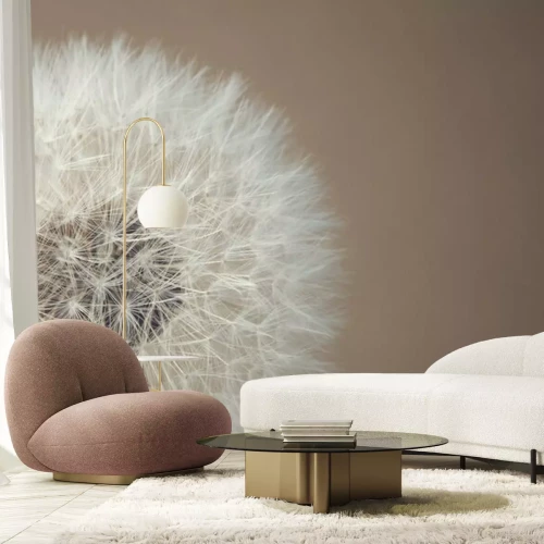 Papier peint  Pissenlit sur fond beige