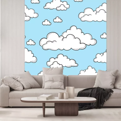 Sticker  Motif avec des nuages blancs sur un ciel bleu