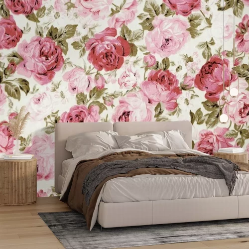 Papier peint  Roses sur un thème vintage
