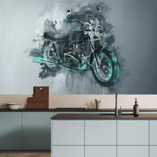 Papier peint  Vélo de moto classique en gris