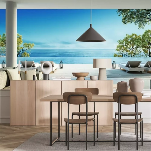 Papier peint  Vue sur la plage depuis la villa