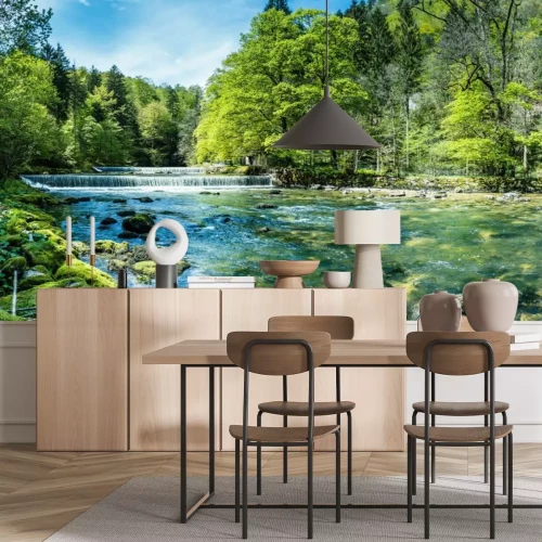 Papier peint  Cascades sur une rivière aux eaux claires