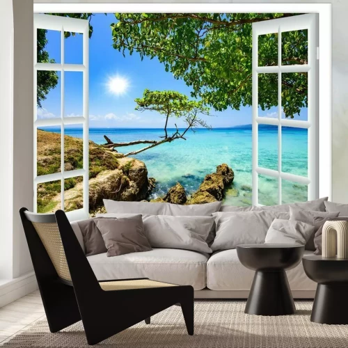 Papier peint  Fenêtre donnant sur la plage