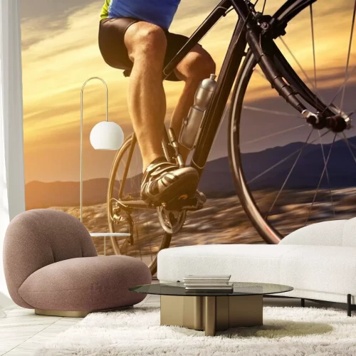 Papier peint  Cycliste dans un paysage montagneux