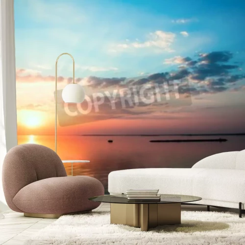Papier peint  Coucher de soleil sur une eau calme
