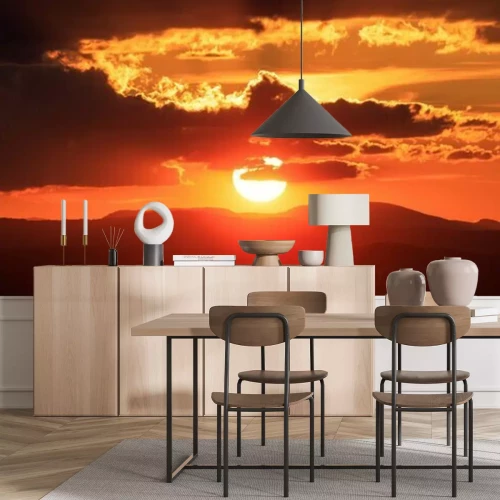 Papier peint  Coucher de soleil orange