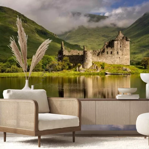 Papier peint  Château en Écosse paysage vert