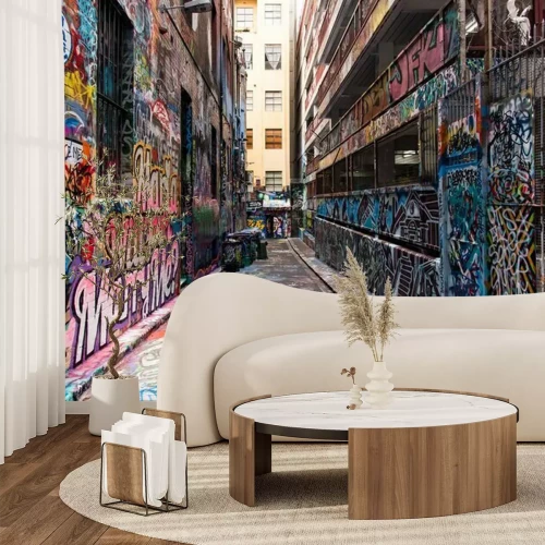 Papier peint  Hip-hop graffiti sur les murs