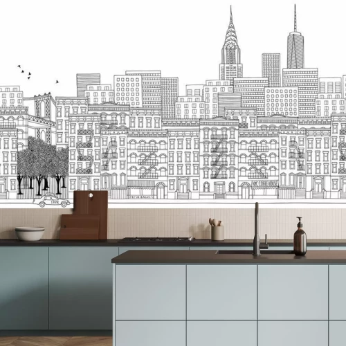 Sticker  Main, dessiné, seamless, bannière, nouveau, York, ville