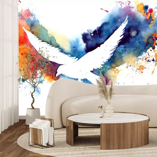 Sticker  Le contour d'un oiseau dans le contexte d'une tache colorée