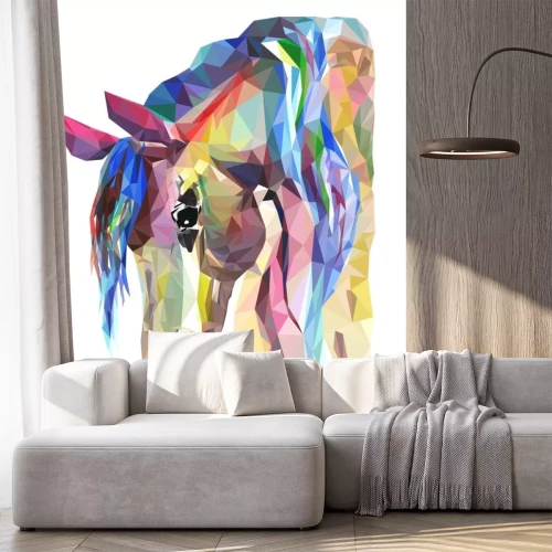 Sticker  Tête de cheval arc-en-ciel