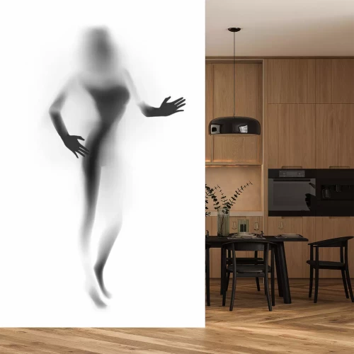 Papier peint  Femme derrière une vitre laiteuse