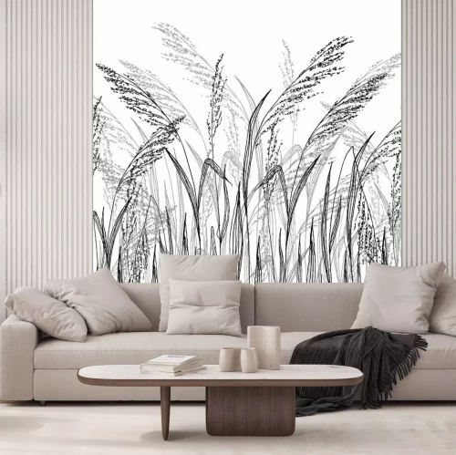 Papier peint  Herbe noire et blanche
