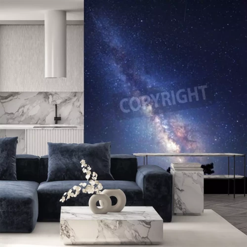 Papier peint  Les arbres et la Voie lactée