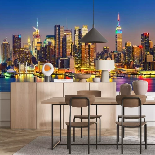 Papier peint  Vue, Manhattan, nuit, nouveau, York, USA