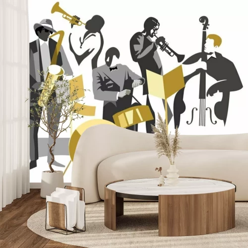 Sticker  Musiciens de jazz: saxophoniste, trompettiste, batteur, bassiste