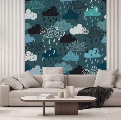 Sticker  Motif avec des nuages de pluie