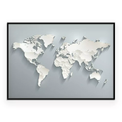 Poster  Une carte du monde avec les frontières des pays marquées avec un effet 3D