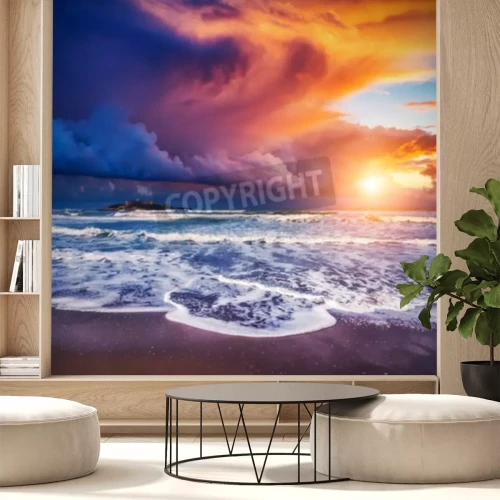 Papier peint  Lever de soleil sur la Sicile