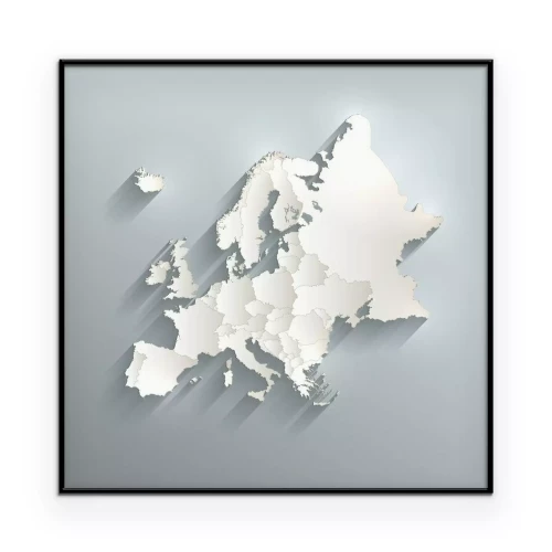 Poster  Carte du monde monochrome en 3D