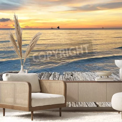 Papier peint  Jetée et coucher de soleil aux Philippines