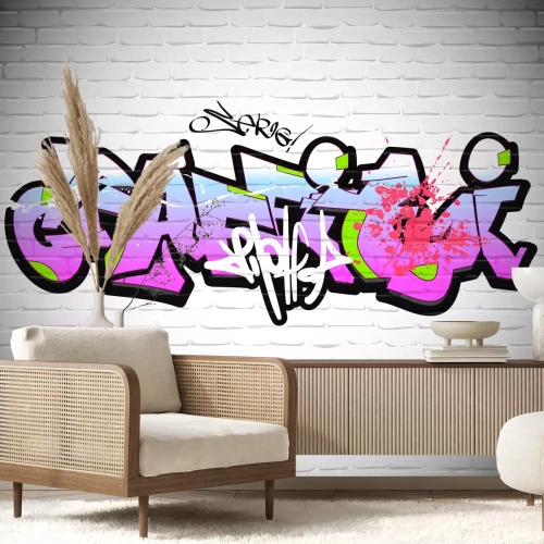 Papier peint  Graffiti sur fond blanc