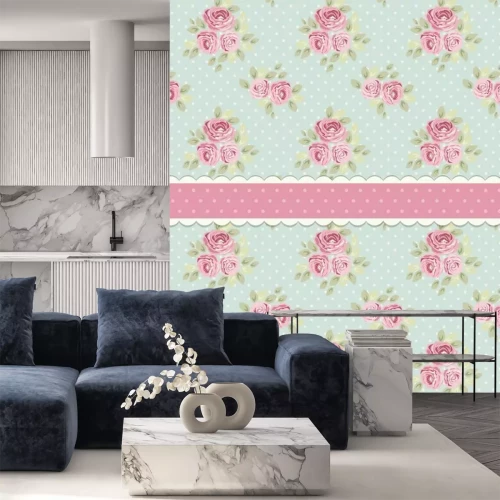 Papier peint  Motif de rose shabby chic