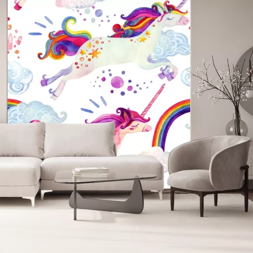 Sticker  Deux licornes arc-en-ciel