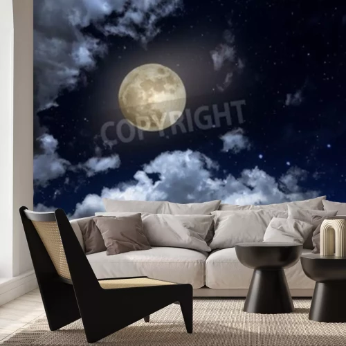 Papier peint  Ciel nocturne avec lune
