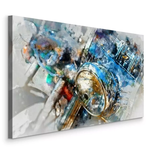 Tableau  Phare de moto style aquarelle