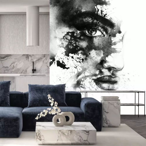 Sticker  Motif abstrait avec un visage féminin